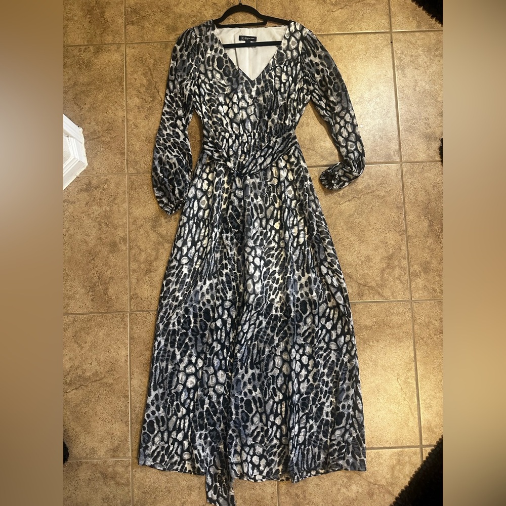 INC International Concepts Black and Gray Long Sleeve Dress
